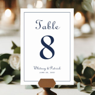 Elegant  Navy Blue Wedding Reception Table Formal Number