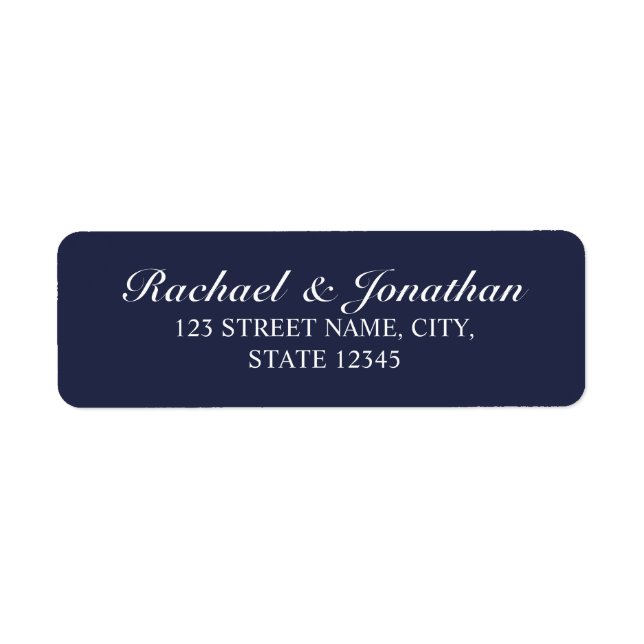 Elegant Navy Blue Wedding Return Address Label (Front)