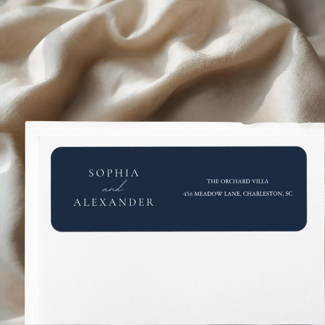 Elegant Navy Blue Wedding Return Address Label (Creator Uploaded)