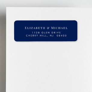 Elegant Navy Blue Wedding Return Address Label
