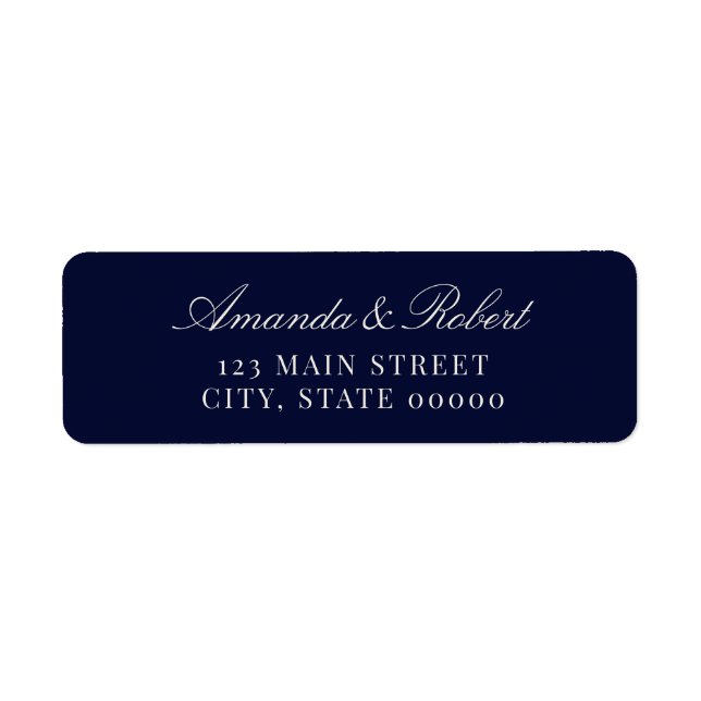 Elegant Navy Blue Wedding Return Address Label (Front)