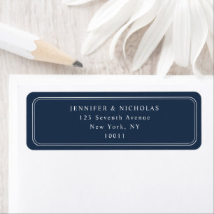 Elegant Navy Blue Wedding Return Address Label