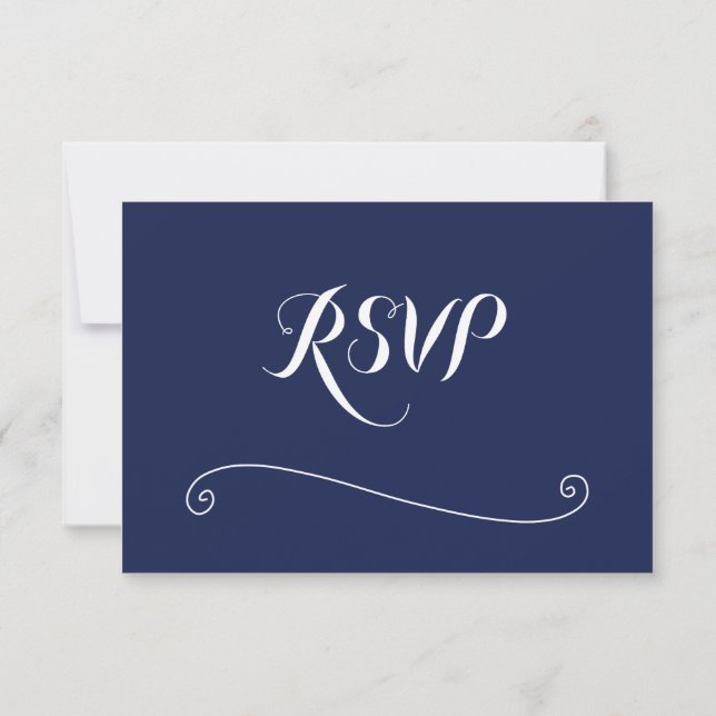 Elegant Navy Blue Wedding RSVP Cards (Back)