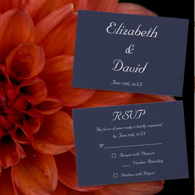 Elegant Navy Blue Wedding RSVP Invitation Card (Elegant Navy Blue Wedding RSVP Invitation Card)