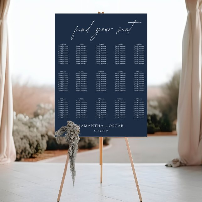 Elegant Navy Blue Wedding Seating Chart (Creator Uploaded)