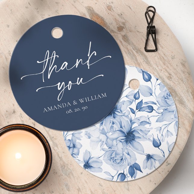 Elegant Navy Blue Wedding Thank You Tag (Creator Uploaded)