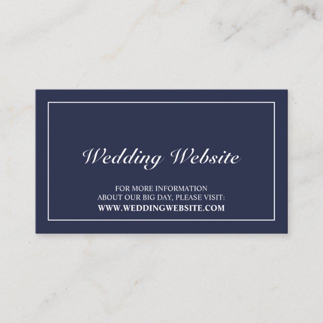 Elegant Navy Blue Wedding Website Enclosure Card (Front)