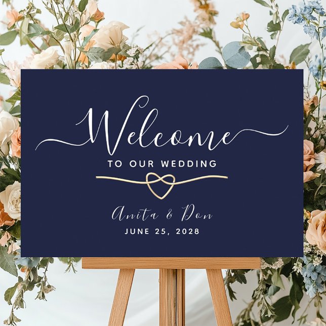 Elegant Navy Blue Wedding Welcome Poster (Creator Uploaded)