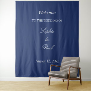 Elegant Navy Blue Wedding Welcome Tapestry