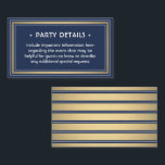 Elegant Navy Blue, White & Gold Faux Foil Details Enclosure Card<br><div class="desc">Compliment navy blue and gold party invitations and provide important information to guests with elegant matching enclosure cards. All wording on this template is simple to customise for any occasion. This card includes the celebration details of your choice such as directions, website, special requests, accommodations, reception, rsvp, etc. The design...</div>
