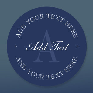 Elegant Navy Blue & White Monogram Waterproof