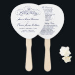 Elegant Navy Blue & White Wedding Program Template Hand Fan<br><div class="desc">Celebrate in style with these trendy wedding program hand fans. This design is easy to personalise with your special event wording and your guests will be thrilled when they receive these fabulous programs.</div>