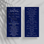 Elegant Navy Blue & White Wedding Program Template Rack Card<br><div class="desc">Elegant Navy Blue & White Wedding Program Template.</div>