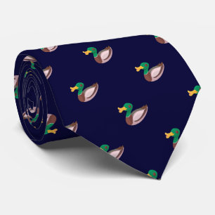 Elegant Navy Blue Wild Duck Pattern Tie