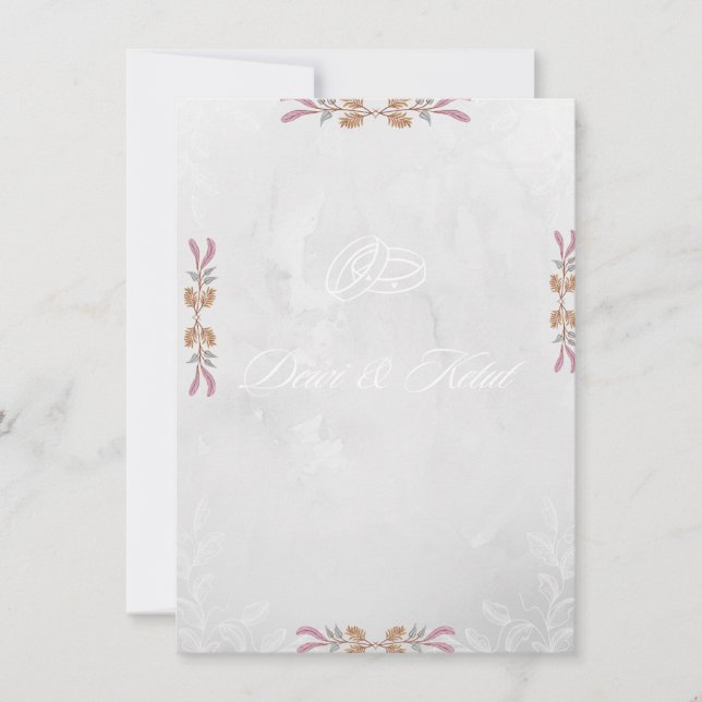Elegant Navy & Blush Floral Corner Wedding Invitat Invitation (Front)