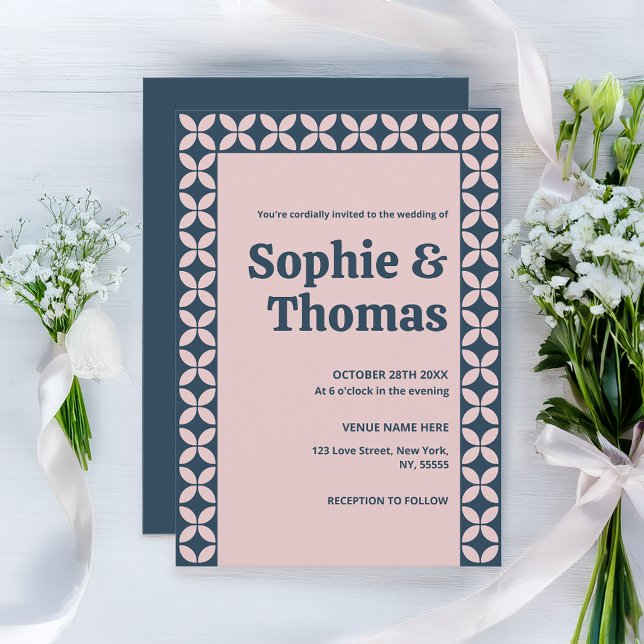 Elegant Navy & Blush Pink  Invitation (Creator Uploaded)