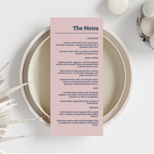 Elegant Navy & Blush Pink Menu