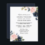 Elegant Navy Blush Wedding on a Budget Invitation<br><div class="desc">Elegant Navy Blush Wedding on a Budget Invitation

A cheaper alternative than a standard invitation.</div>