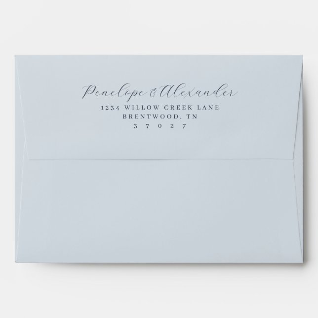 Elegant Navy Calligraphy Envelope (Back (Top Flap))