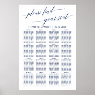 Elegant Navy Calligraphy Seating Chart