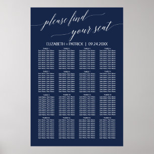 Elegant Navy Calligraphy Seating Chart