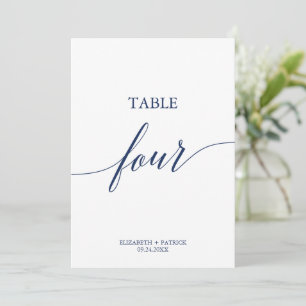 Elegant Navy Calligraphy Table Four Table Number