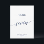 Elegant Navy Calligraphy Table Seven Table Number<br><div class="desc">This elegant navy calligraphy table seven table number is perfect for a simple wedding. The neutral design features a minimalist card decorated with romantic and whimsical typography. The card prints on the front and back (double-sided). Other table numbers in the collection are sold separately.</div>