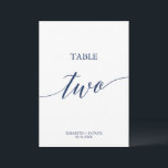 Elegant Navy Calligraphy Table Two Table Number<br><div class="desc">This elegant navy calligraphy table two table number is perfect for a simple wedding. The neutral design features a minimalist card decorated with romantic and whimsical typography. The card prints on the front and back (double-sided). Other table numbers in the collection are sold separately.</div>