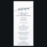 Elegant Navy Calligraphy Wedding Dinner Menu Card<br><div class="desc">This elegant navy calligraphy wedding dinner menu card is perfect for a simple wedding. The neutral design features a minimalist card decorated with romantic and whimsical typography. This menu can be used for a wedding reception,  rehearsal dinner,  or any event.</div>