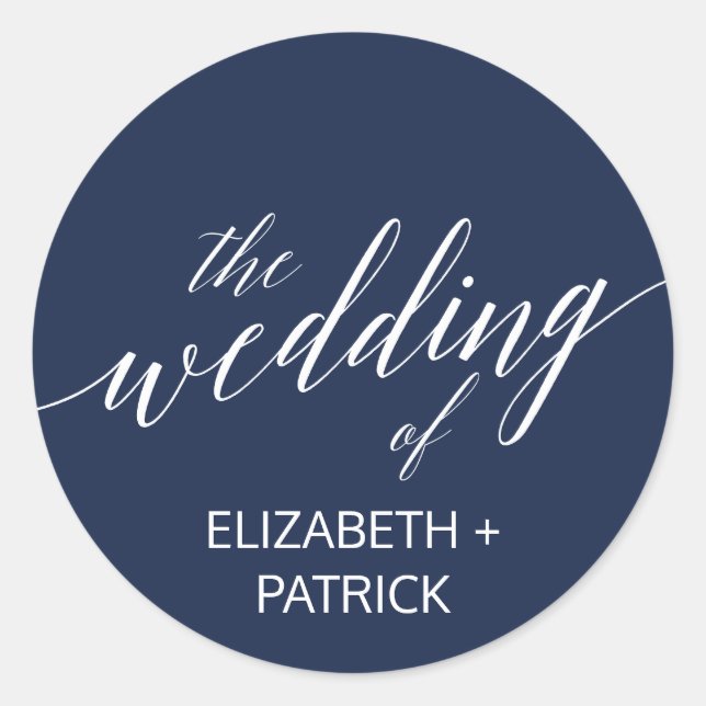 Elegant Navy Calligraphy Wedding Envelope Seals (Front)