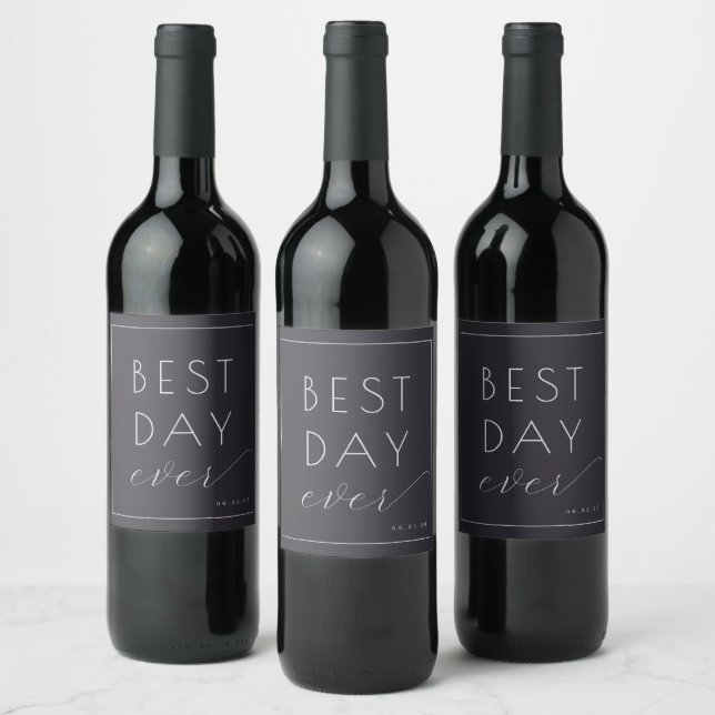 Elegant Navy Calligraphy Wine Label (Bottles)