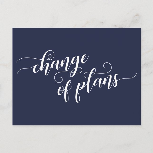 Elegant Navy Change of Plans Postponed Wedding Postcard (Front)
