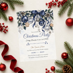 Elegant Navy Christmas Party Invitation