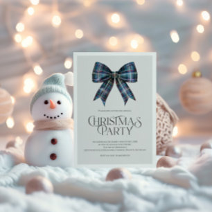 Elegant Navy Christmas Party Invitation with Bow
