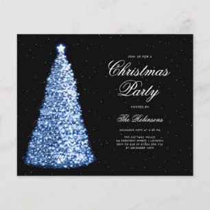 Elegant Navy Christmas Tree Invite Program Menu