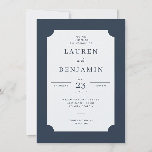 Elegant Navy Classic Invitation (Front)