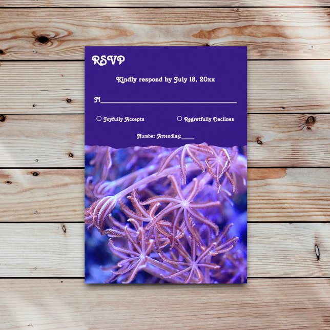 Elegant Navy Coral Reefs Nautical Coastal Wedding RSVP Card (Creator Uploaded)