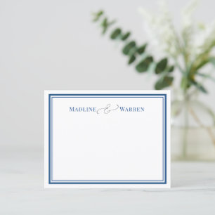 Elegant Navy Couple Names Personalised Notecard
