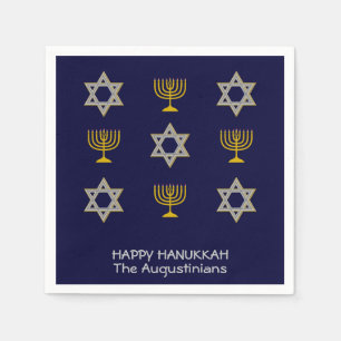Elegant Navy Custom Hanukkah Paper Napkin