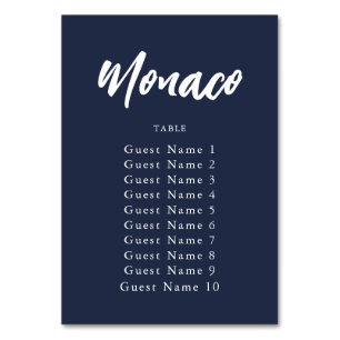 Elegant Navy Custom Table Name Seating Assignment Number