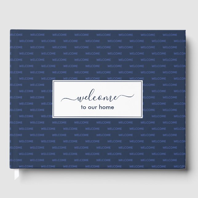 Elegant Navy Custom WELCOME TO OUR HOME  Guest Book (Front)