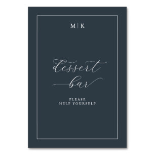 Elegant Navy Dessert Bar Sign Table Number