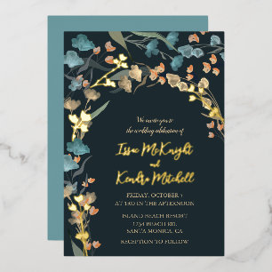 Elegant Navy Dusty Blue Botanical Wedding