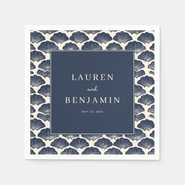 Elegant Navy Fan Motions Napkin (Front)
