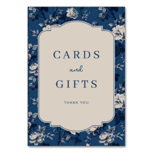 Elegant Navy Floral Gratitude Table Number