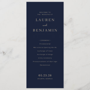 Elegant Navy Formal Wedding Ceremony Program