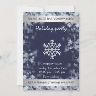 Elegant navy frost  holiday party corporate invitation
