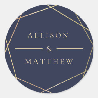 elegant navy geometric wedding sticker