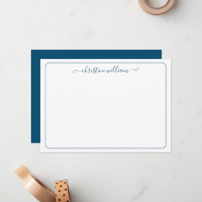 Elegant Navy Girly Modern Classic Stylish Script  Card (Front/Back In Situ)
