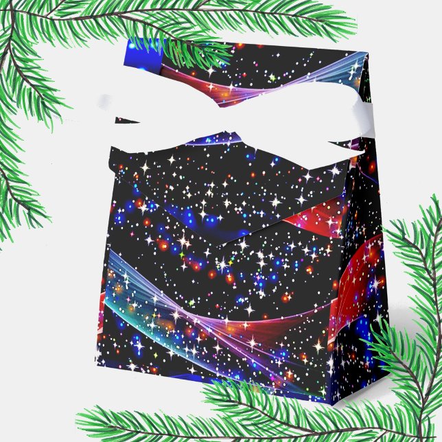 Elegant Navy Glittery Stars, Blue, Red Pink Xmas Favour Box (Creator Uploaded)